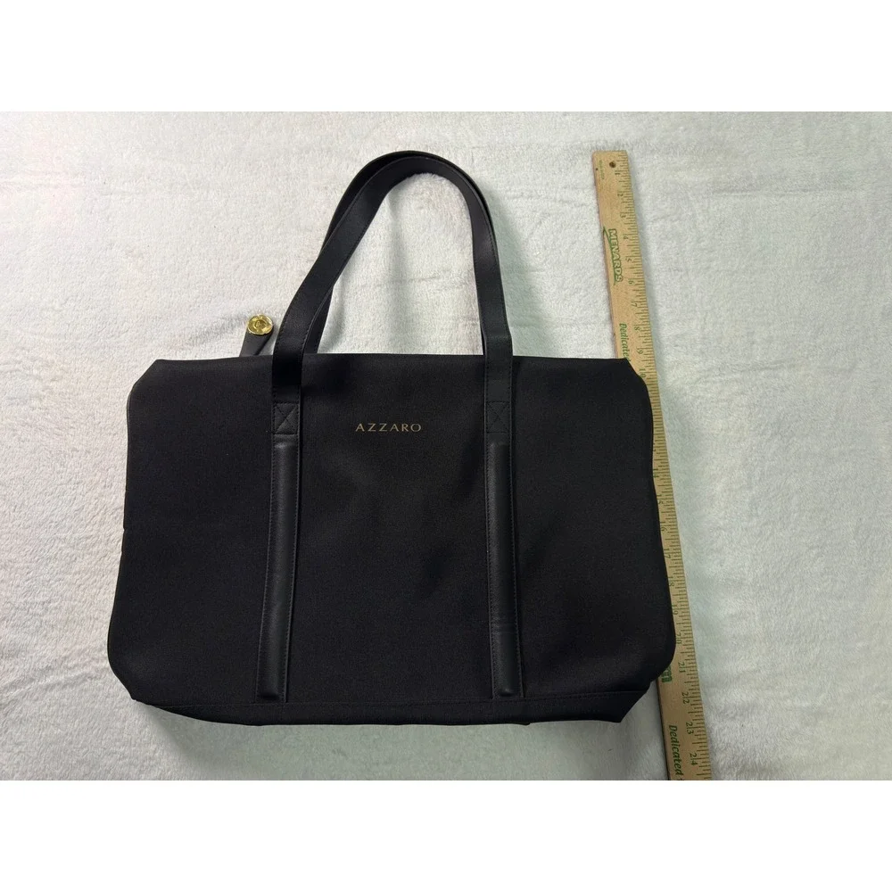 Azzaro Black Travel Duffel Bag Weekend Overnight Carry On Leather‎ Accents